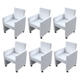 Dining chairs set of 6 white faux leather