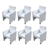 Dining chairs set of 6 white faux leather