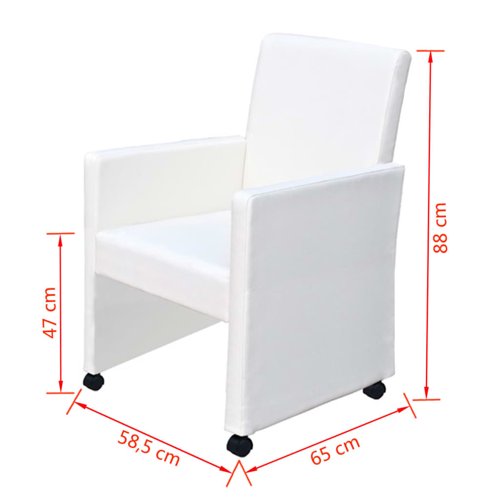 Dining chairs set of 6 white faux leather