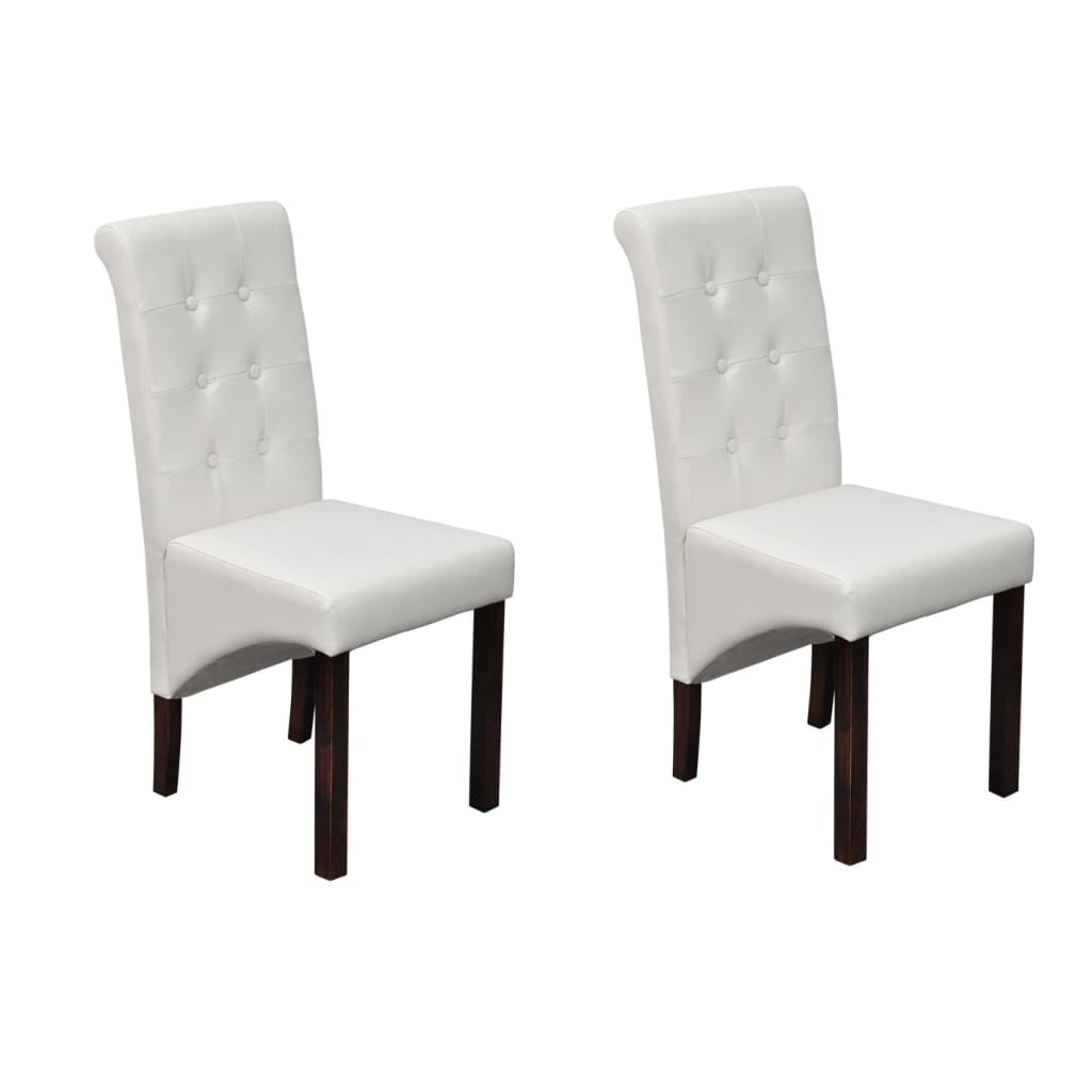 Dining chairs set of 2 white faux leather