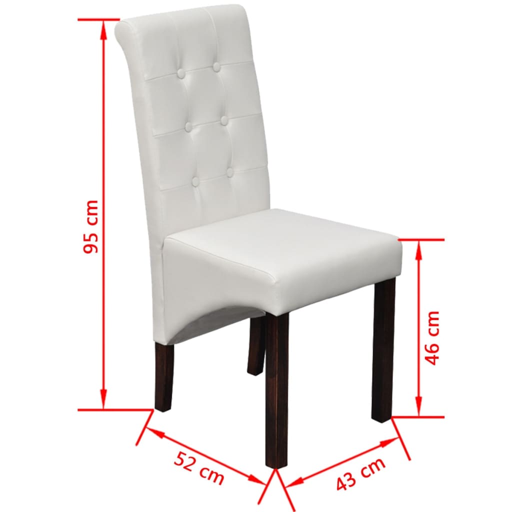 Dining chairs set of 2 white faux leather