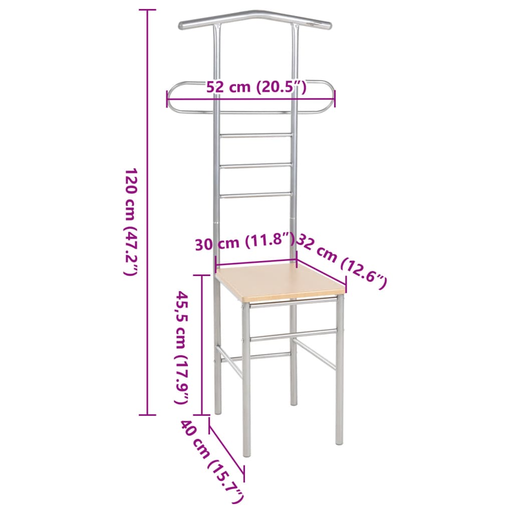 Unique design wooden and metal valet chair (set of 2)