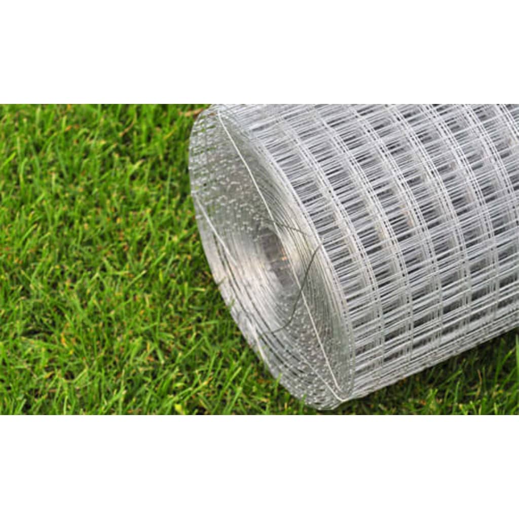 Galvanized steel mesh fence square 1x25 m silver