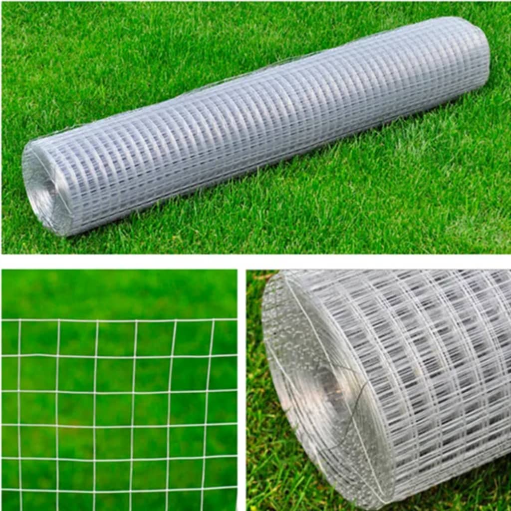 Galvanized steel mesh fence square 1x25 m silver