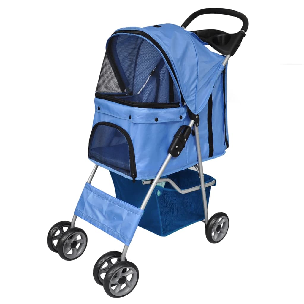 Blauer Hundekinderwagen