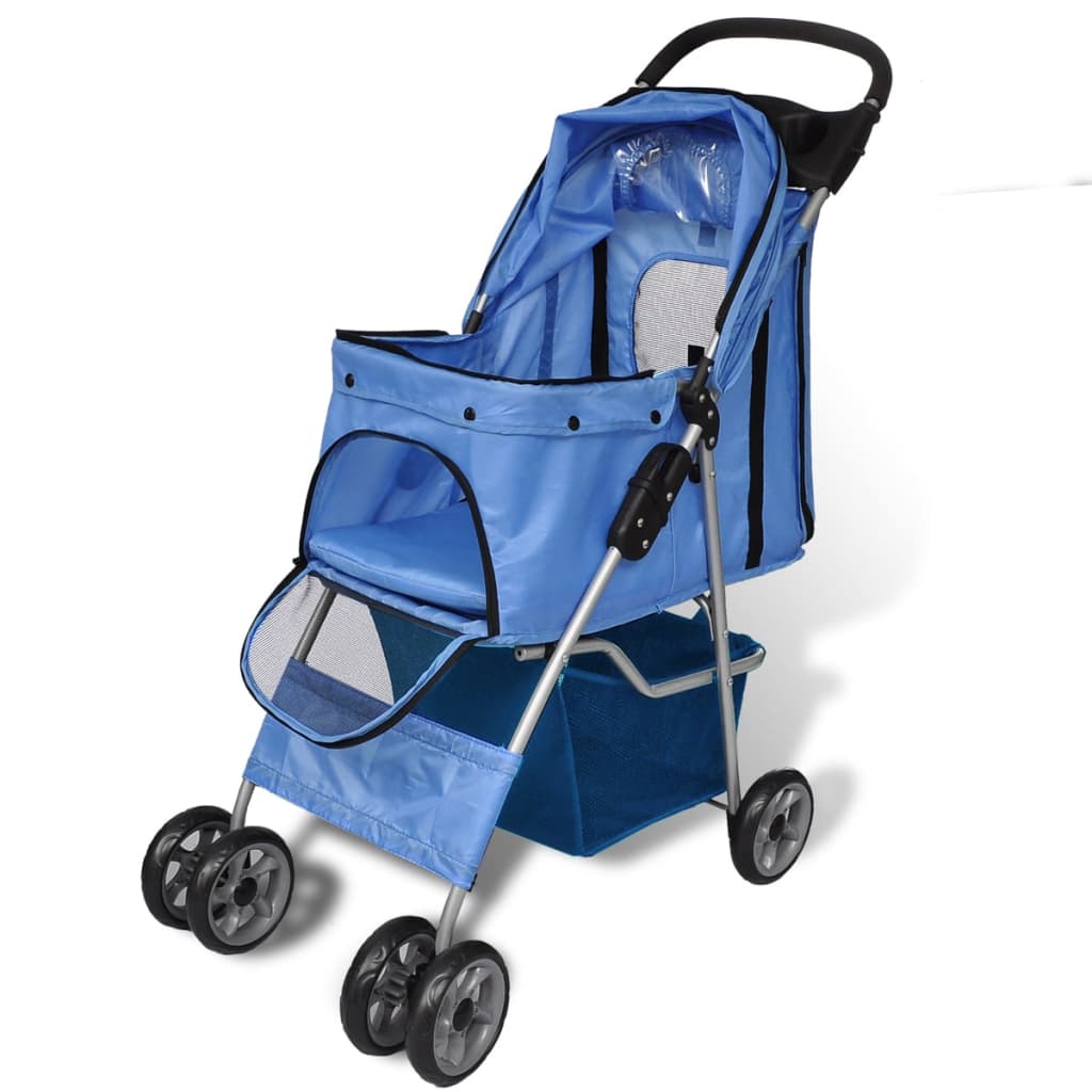 Blauer Hundekinderwagen