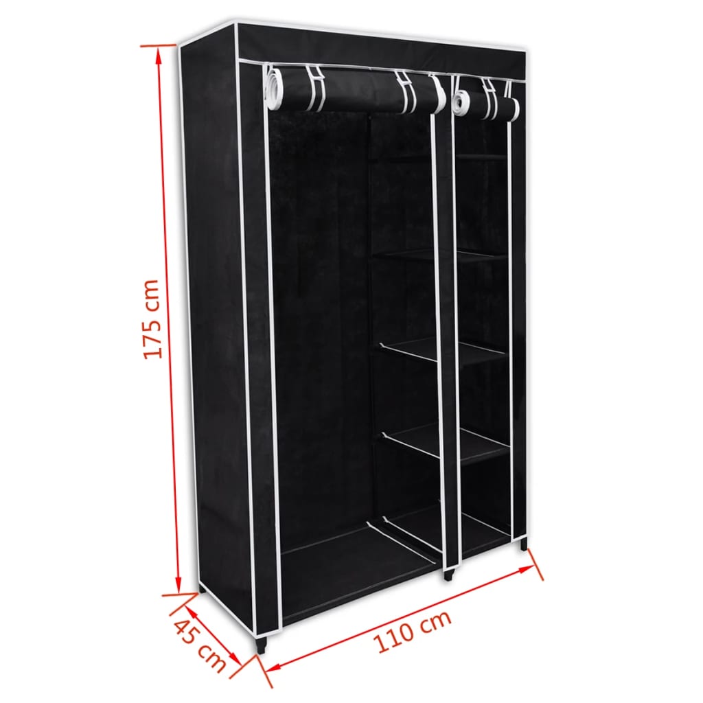 Garde-robe pliable Noir 110 x 45 x 175 cm