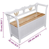 Banc de rangement 126x42x75 cm Bois Blanc