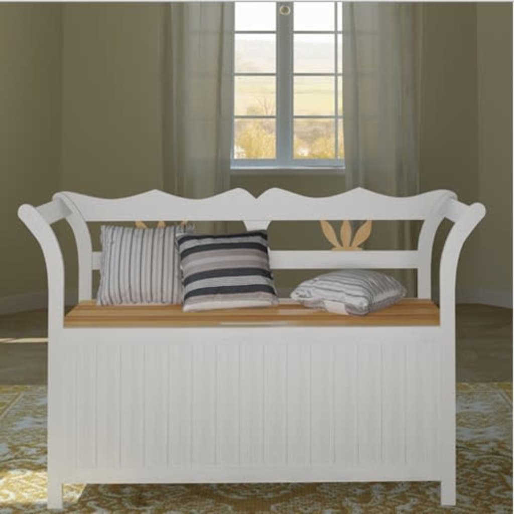 Banc de rangement 126x42x75 cm Bois Blanc