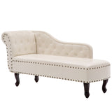 Cream White Faux Leather Chaise Longue