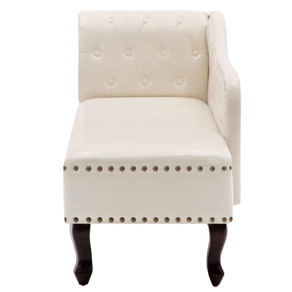 Cream White Faux Leather Chaise Longue