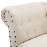 Cream White Faux Leather Chaise Longue