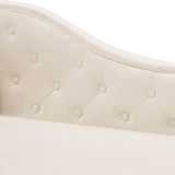 Cream White Faux Leather Chaise Longue