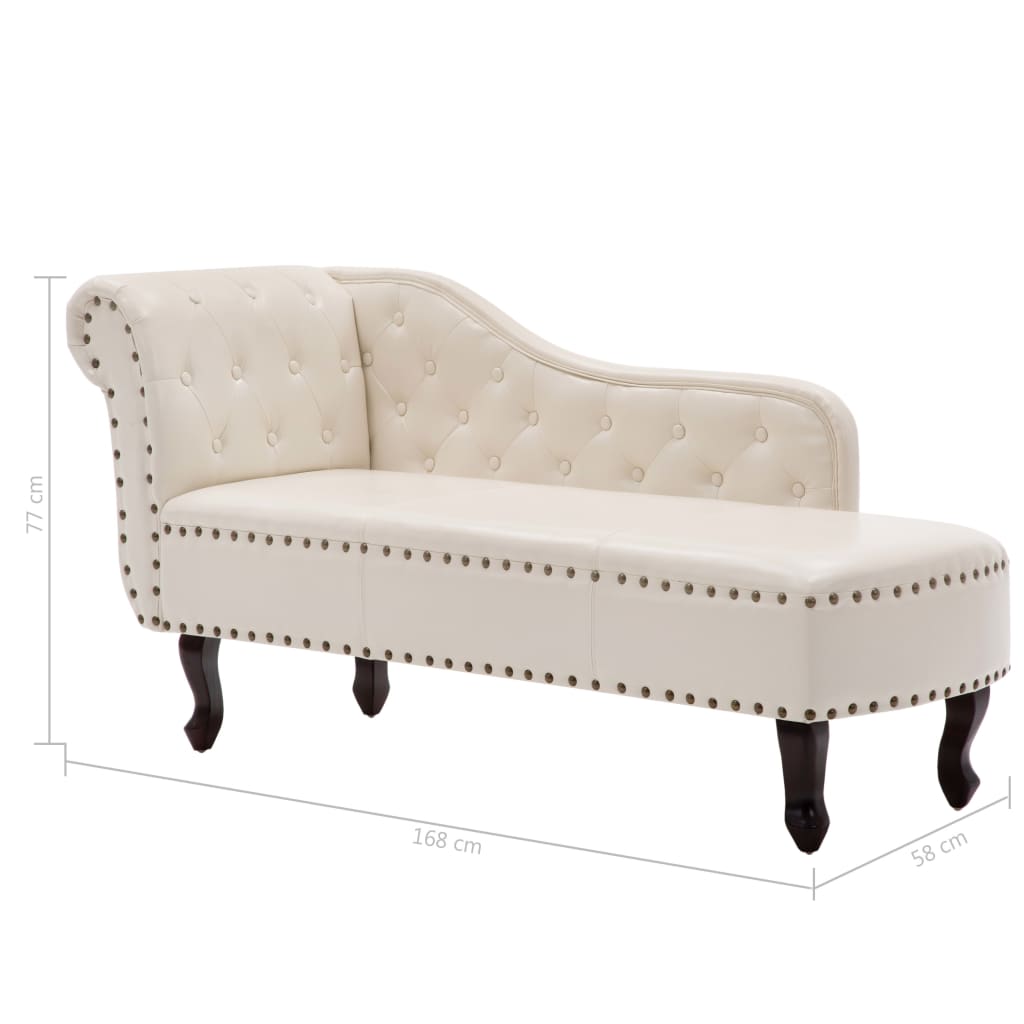 Cream White Faux Leather Chaise Longue