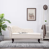 Cream White Faux Leather Chaise Longue