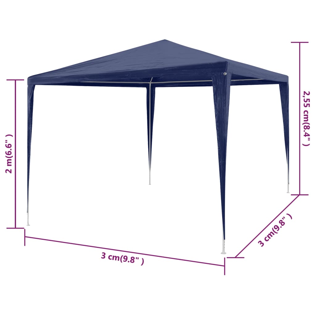 Tonnelle de jardin Tente de réception Chapiteau Bleu 3x3m