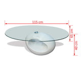 Coffee table with oval glass table top Glossy white