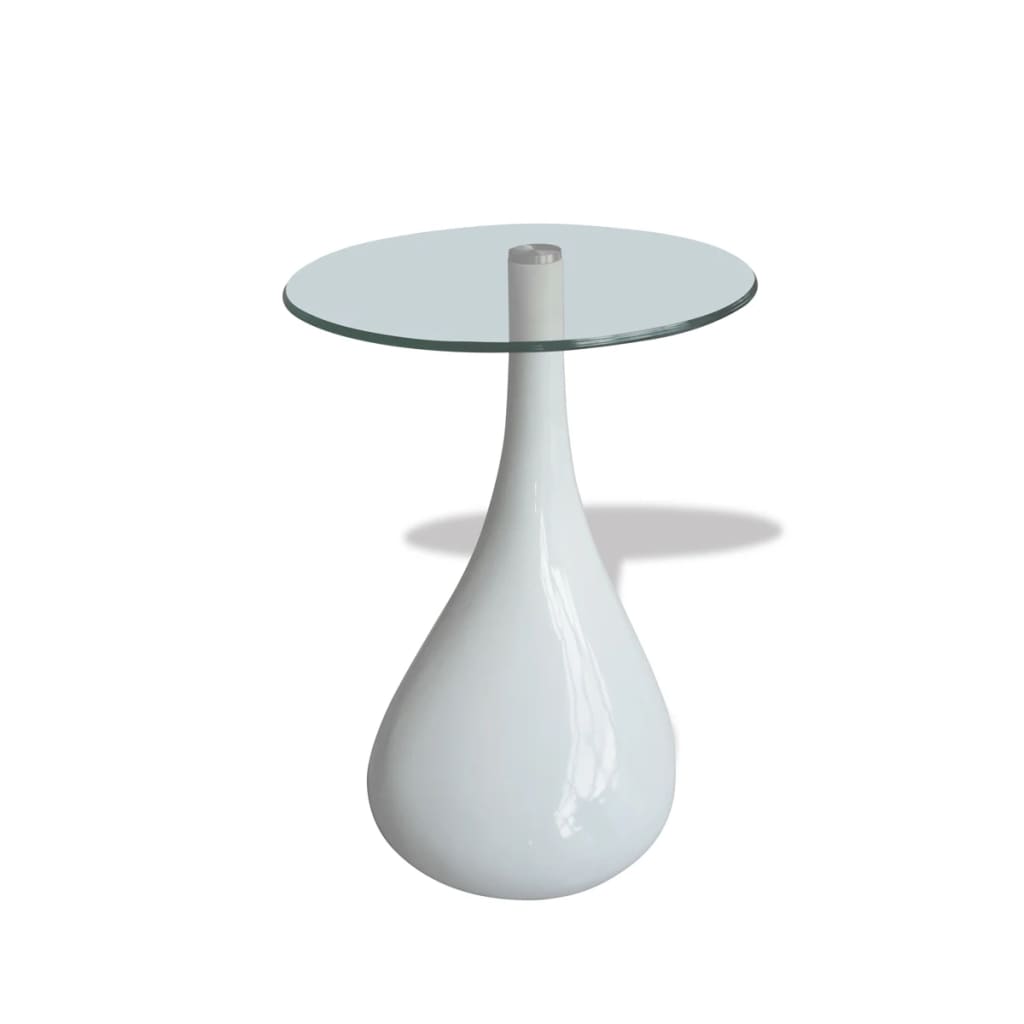 Table basse avec dessus de table en verre rond Blanc brillant