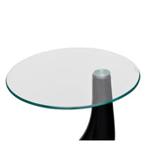 Coffee table and table top Round glass Glossy black 2 pcs