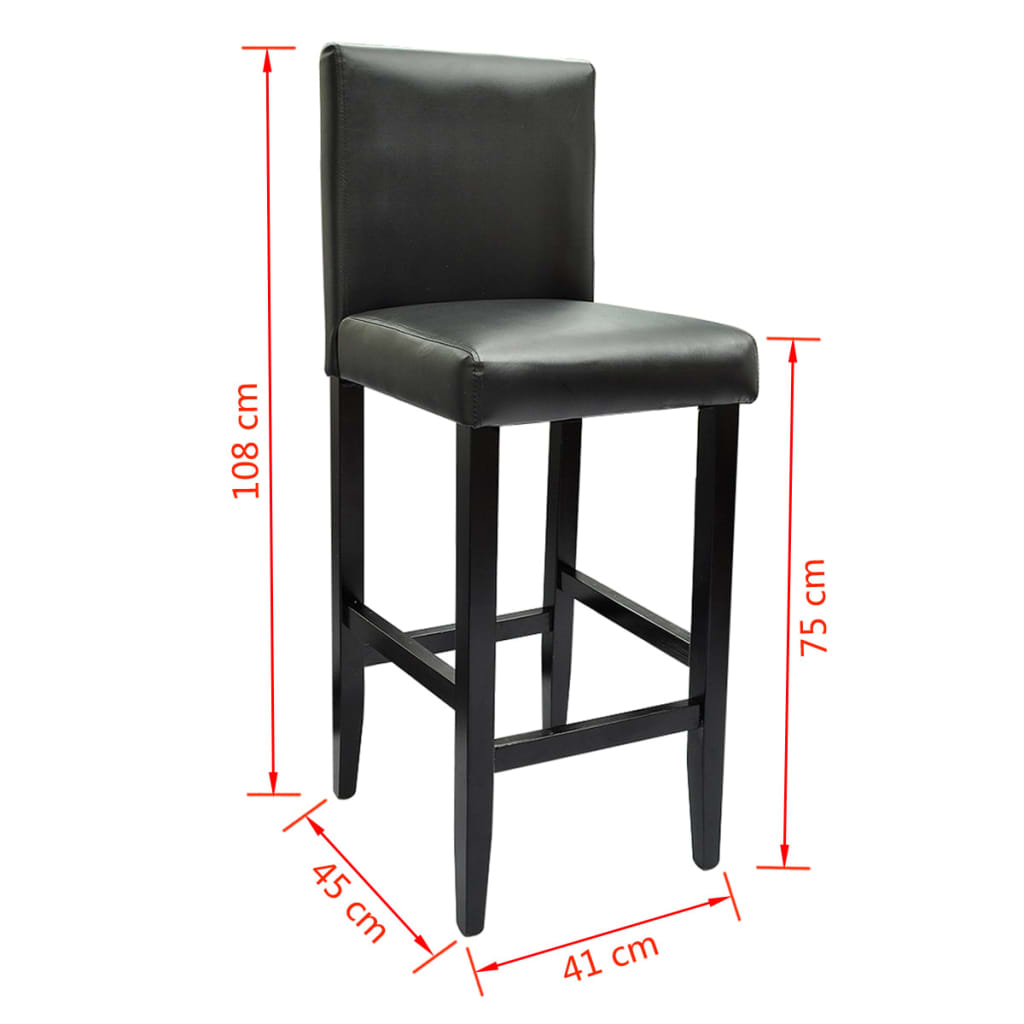 Tabourets de bar lot de 6 noir similicuir