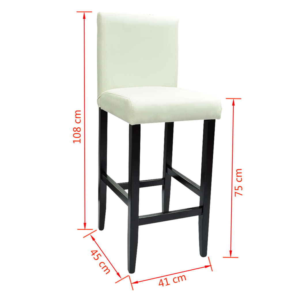 Tabourets de bar lot de 4 blanc similicuir