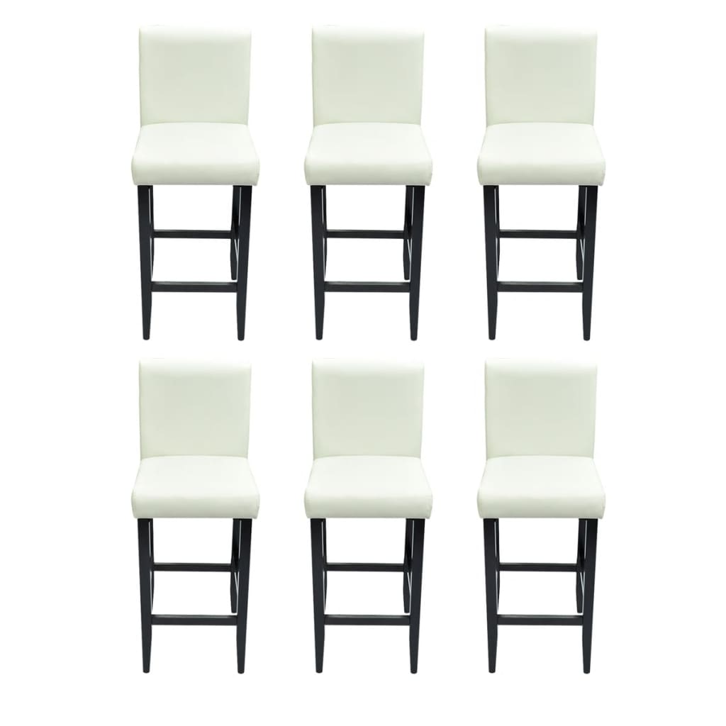 Tabourets de bar lot de 6 blanc similicuir