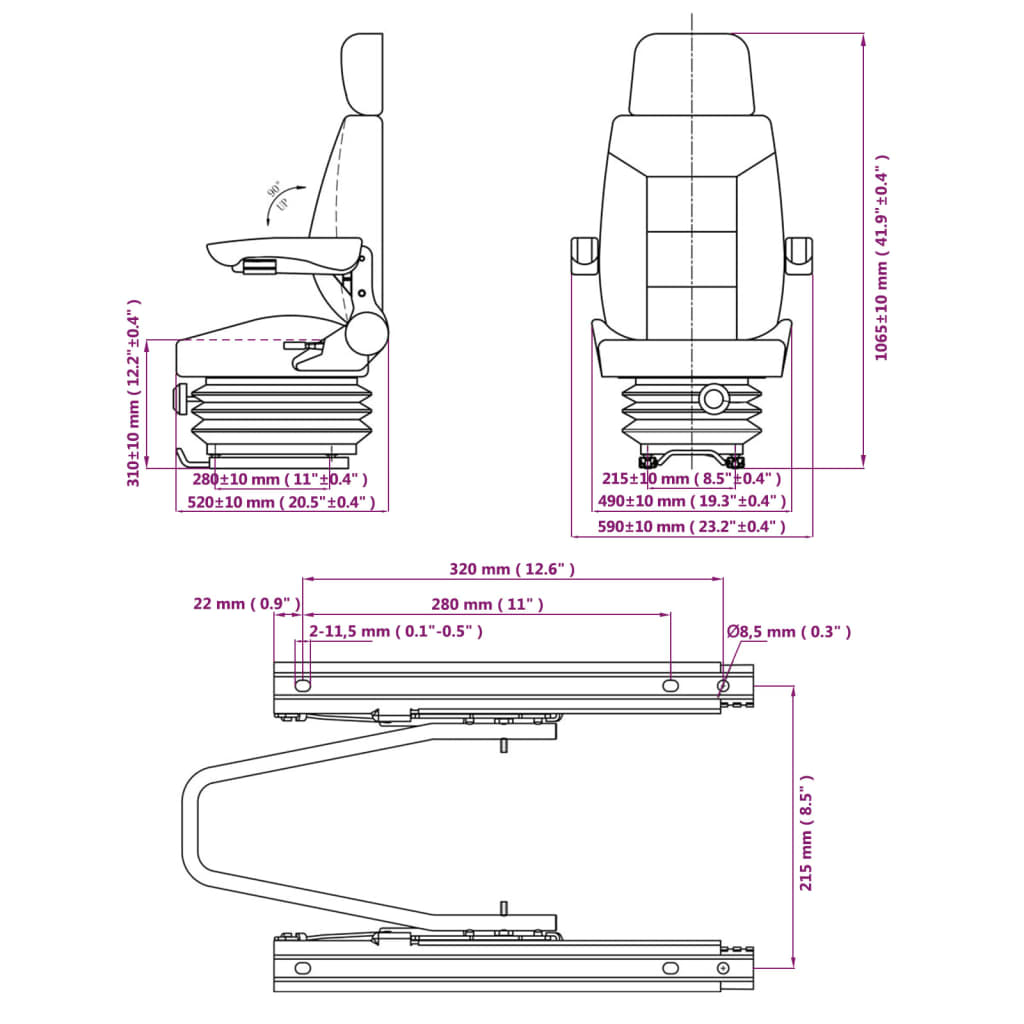 Siège de tracteur avec suspension