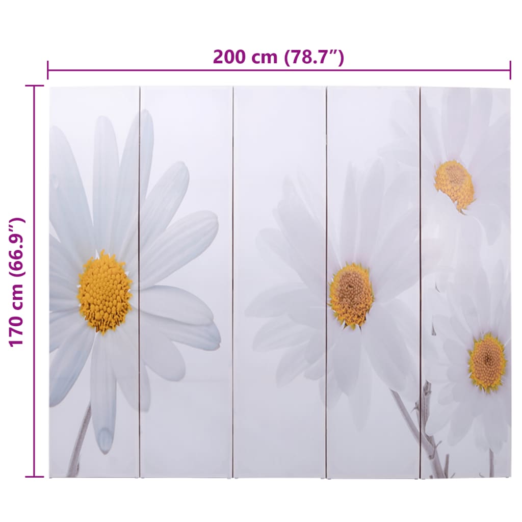 Cloison de séparation pliable 200 x 170 cm Fleur