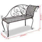 Chaise longue de jardin 128 cm Acier Antique Marron