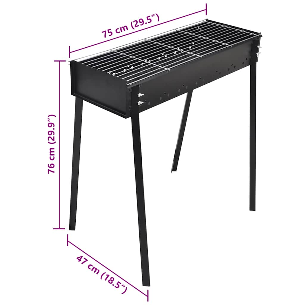 Support de barbecue au charbon de bois Carré 75x28 cm