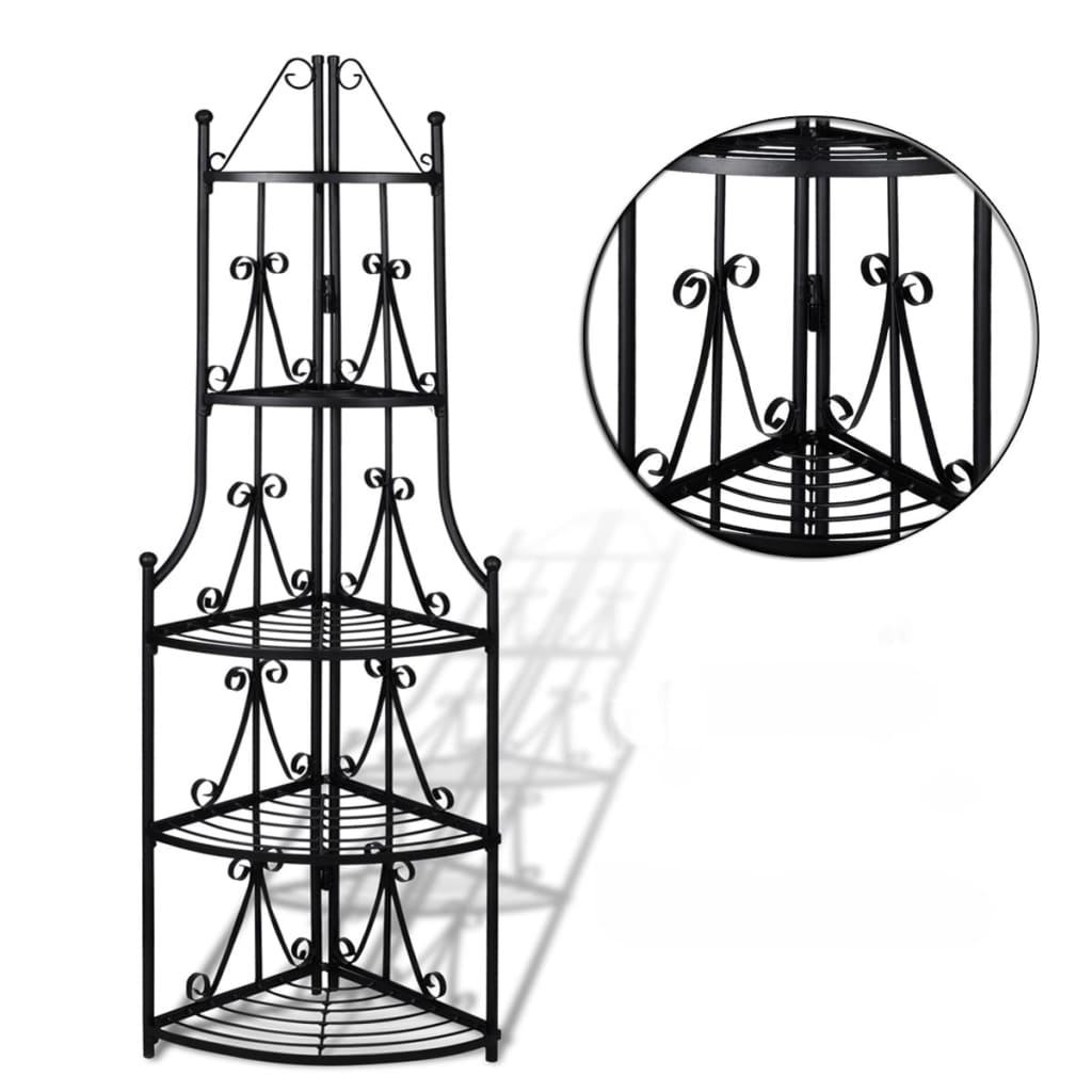 Étagère d’angle pour plantes en noir