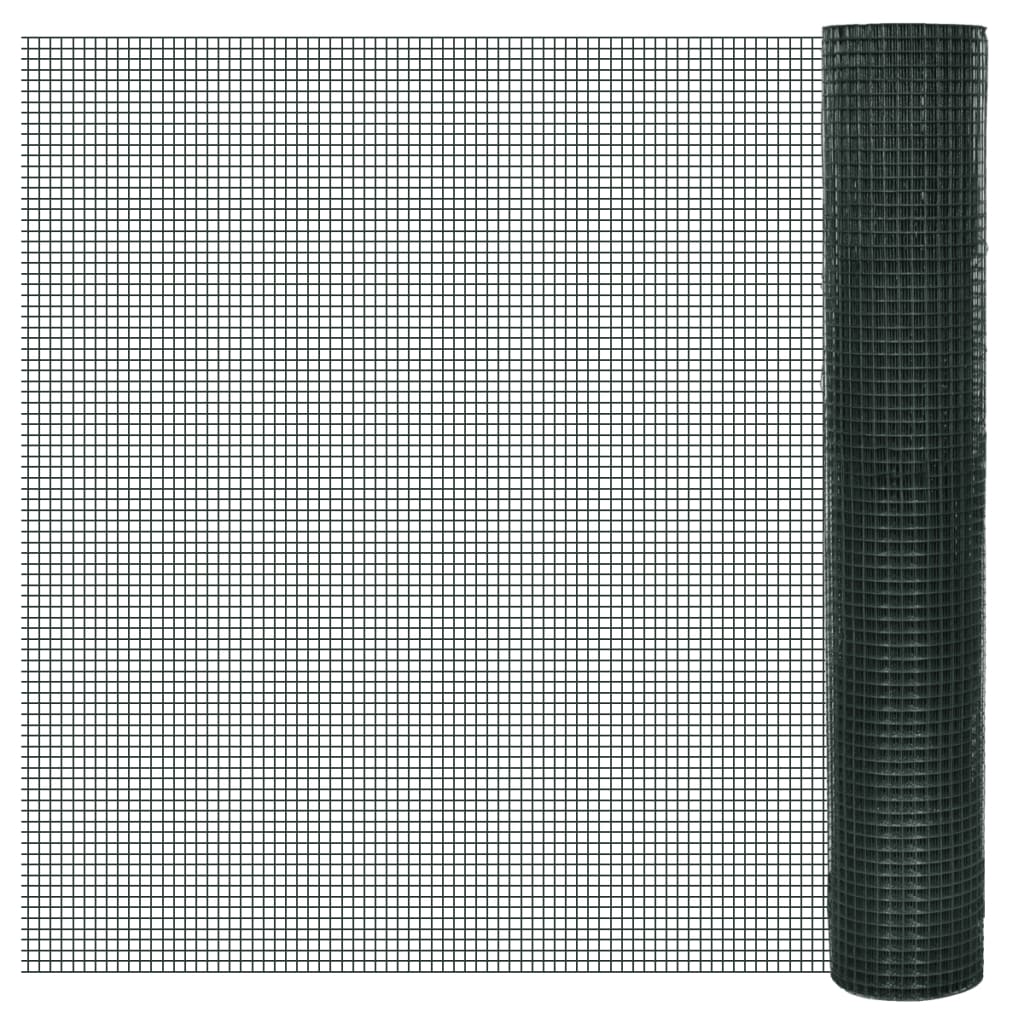 Galvanized steel mesh and PVC coating 25 x 1 m Green