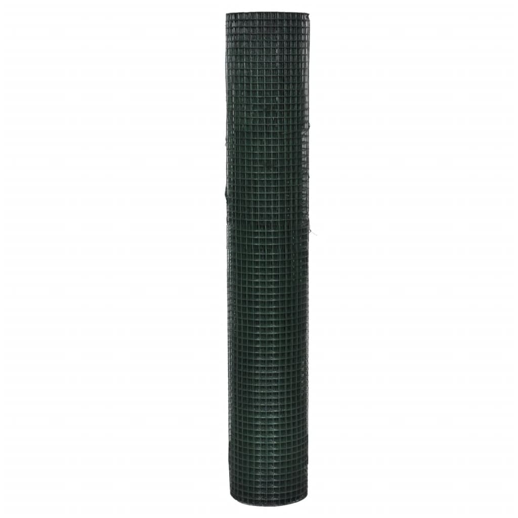 Galvanized steel mesh and PVC coating 25 x 1 m Green