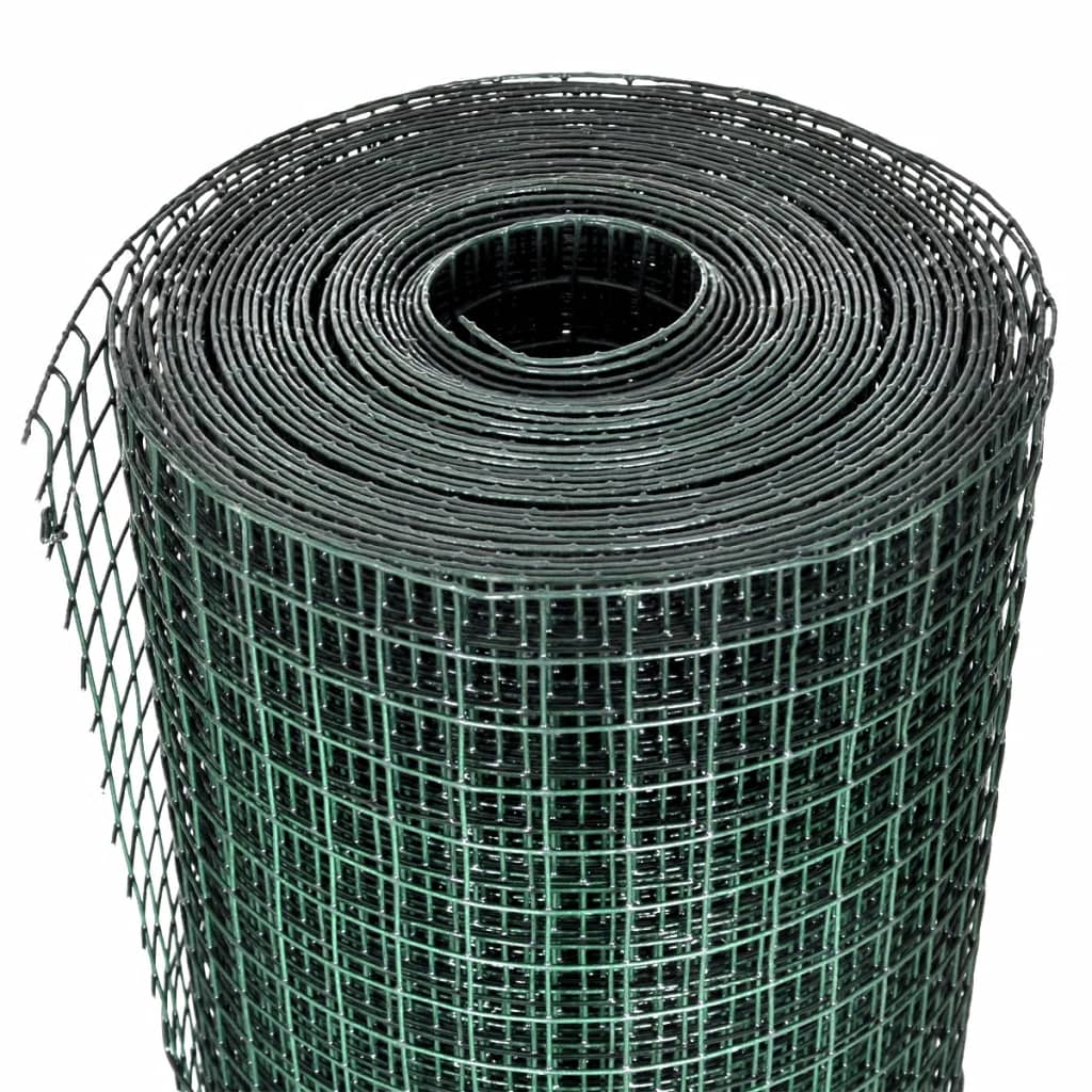 Galvanized steel mesh and PVC coating 25 x 1 m Green