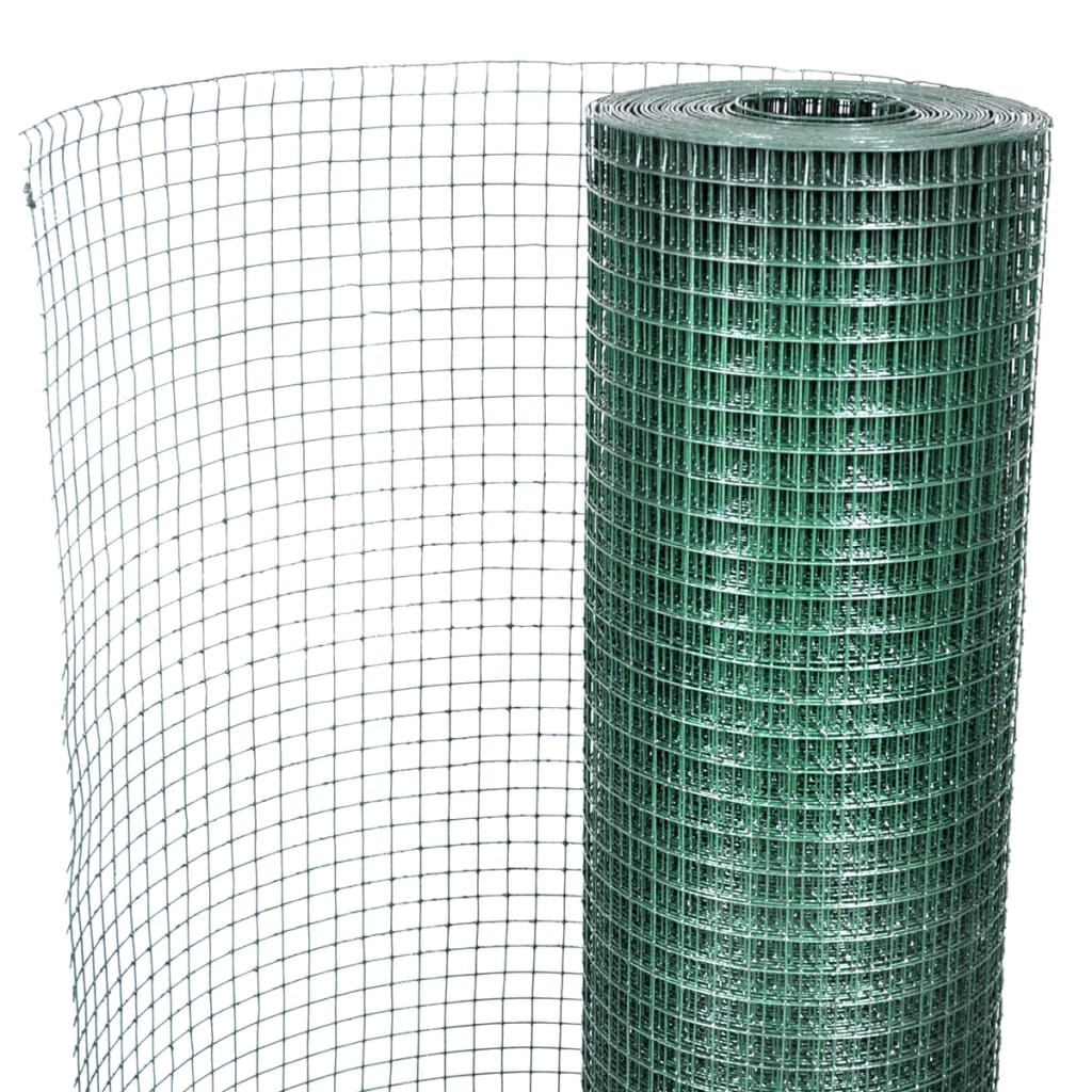 Galvanized steel mesh and PVC coating 25 x 1 m Green