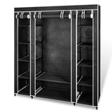 Wardrobe with compartments and rods 45 x 150 x 176 cm Black