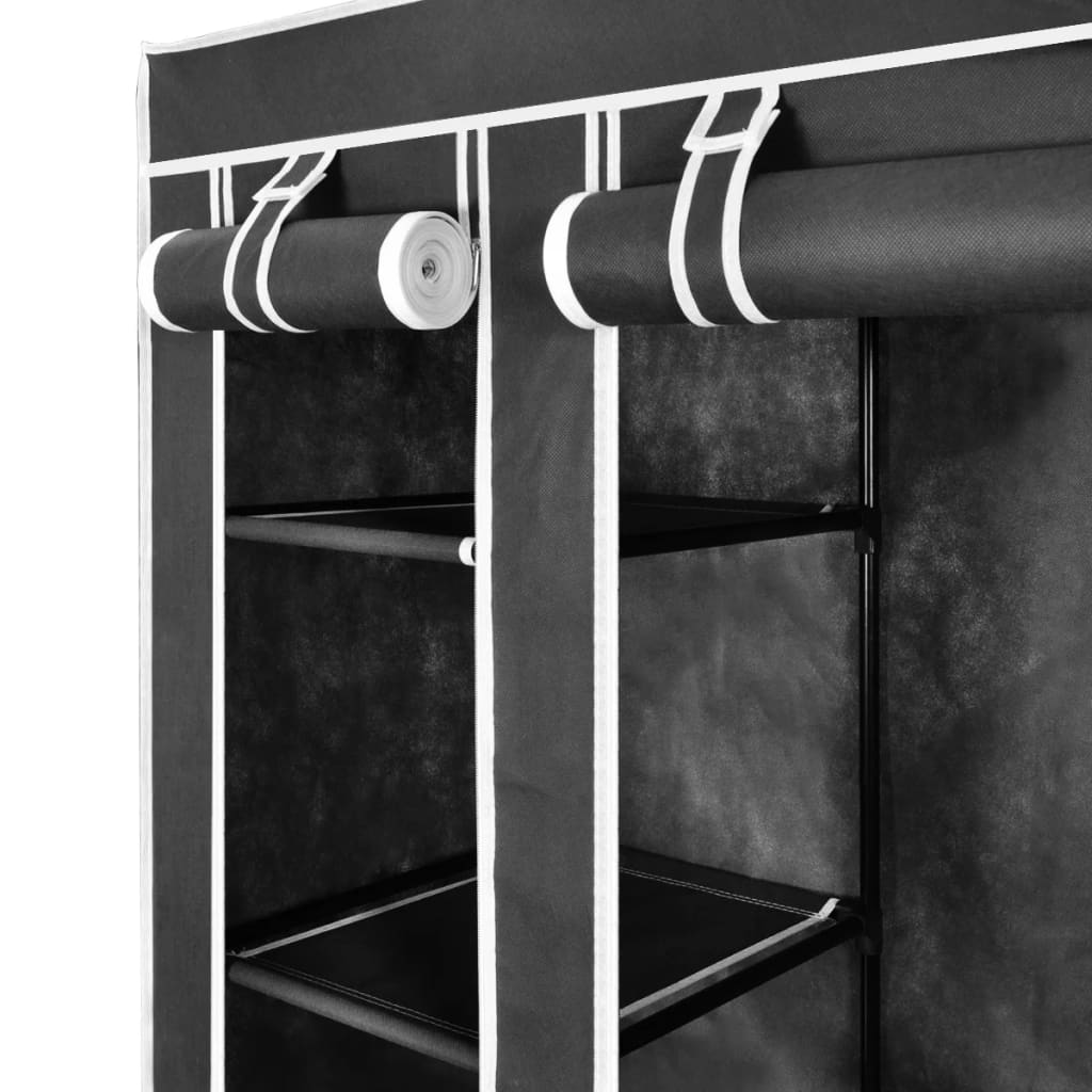 Wardrobe with compartments and rods 45 x 150 x 176 cm Black