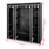 Wardrobe with compartments and rods 45 x 150 x 176 cm Black