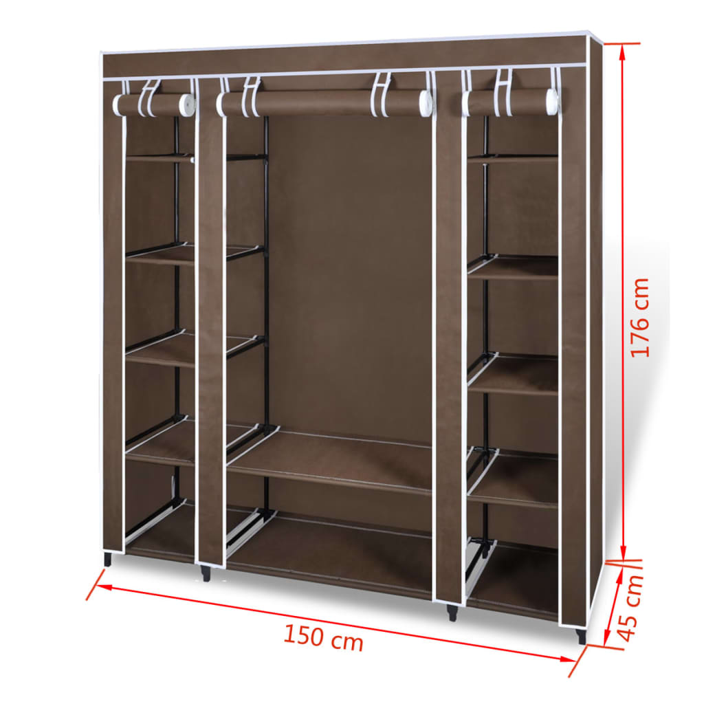 Armoire avec compartiments et tiges 45 x 150 x 176 cm Marron