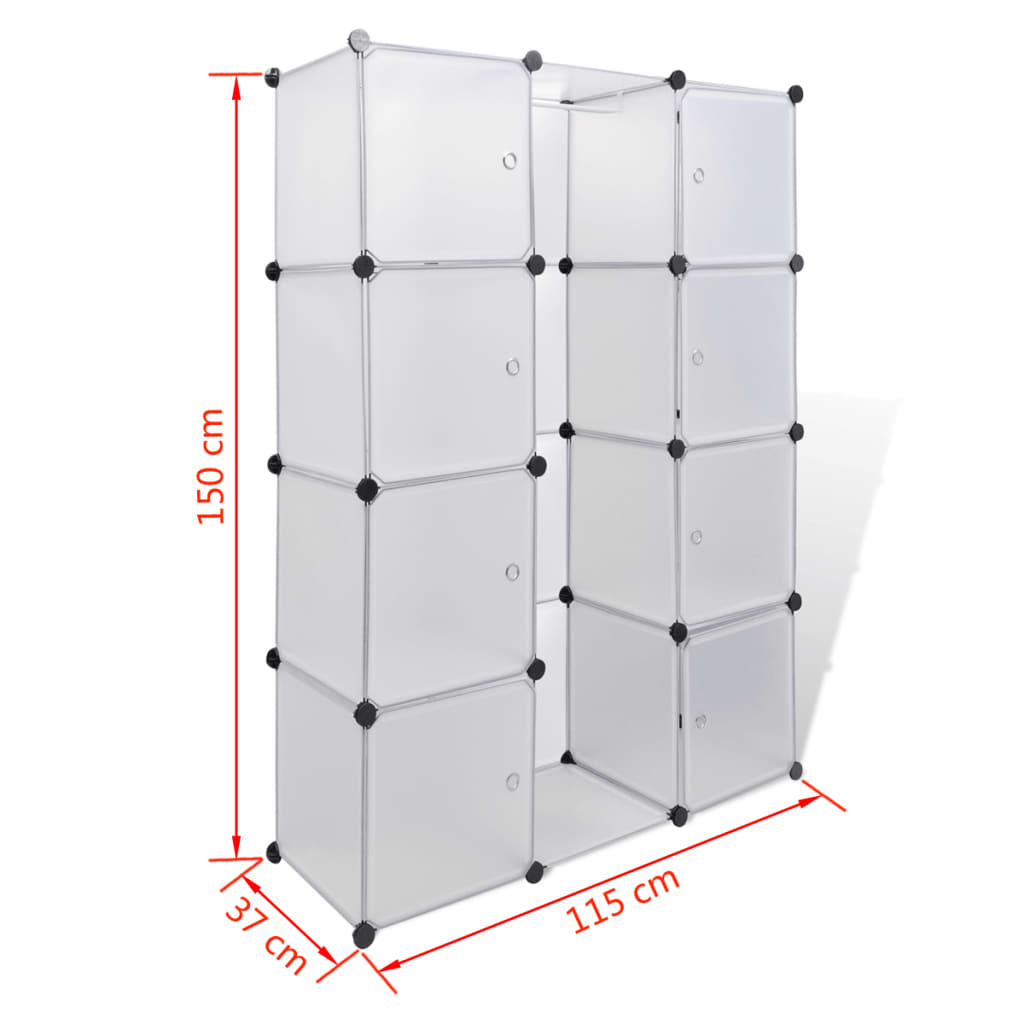 Modularer Schrank 9 Fächer 37x115x150 cm weiß