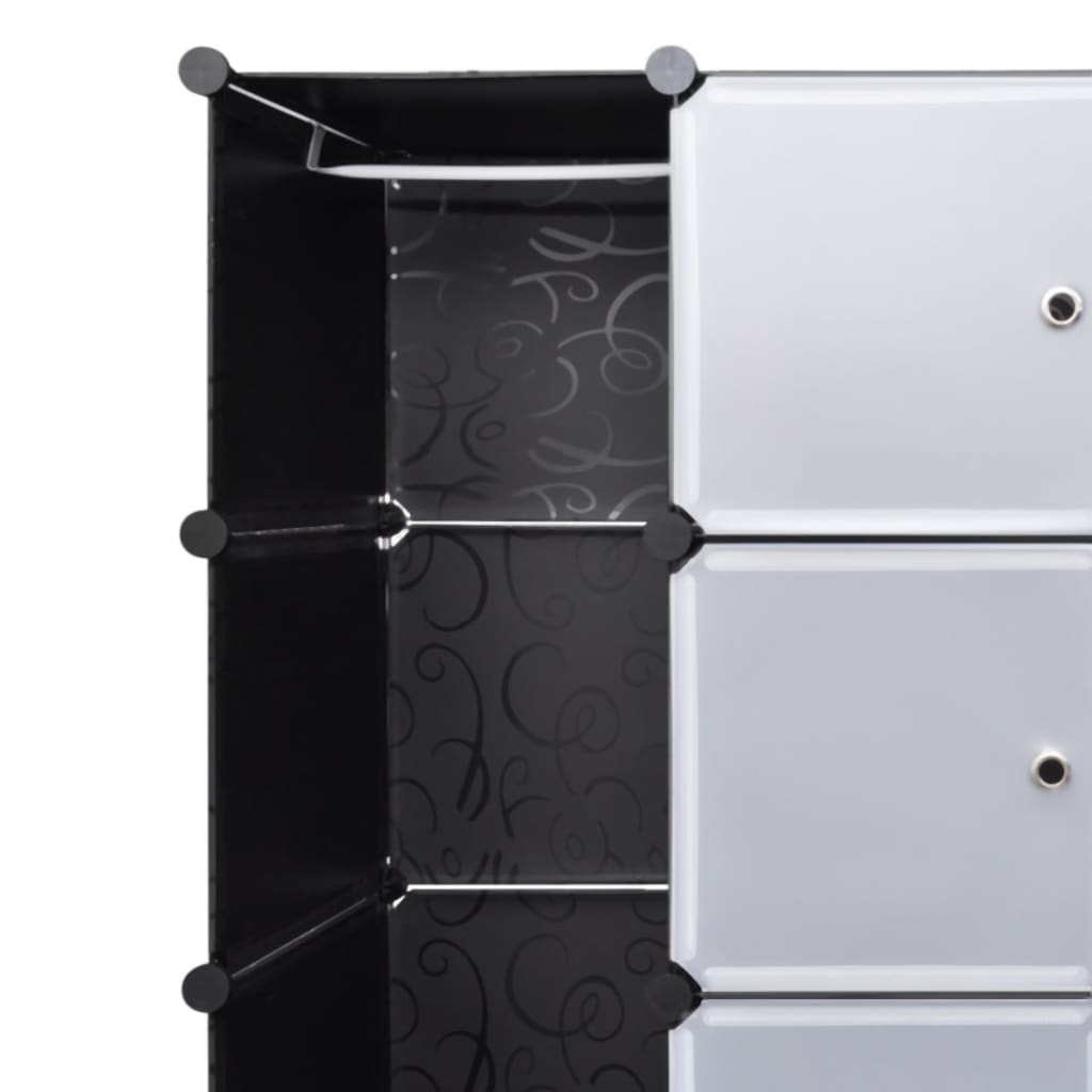 Modular cabinet 18 compartments Black and white 37x146x180.5cm