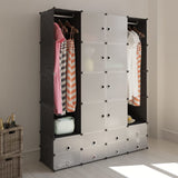 Modular cabinet 18 compartments Black and white 37x146x180.5cm