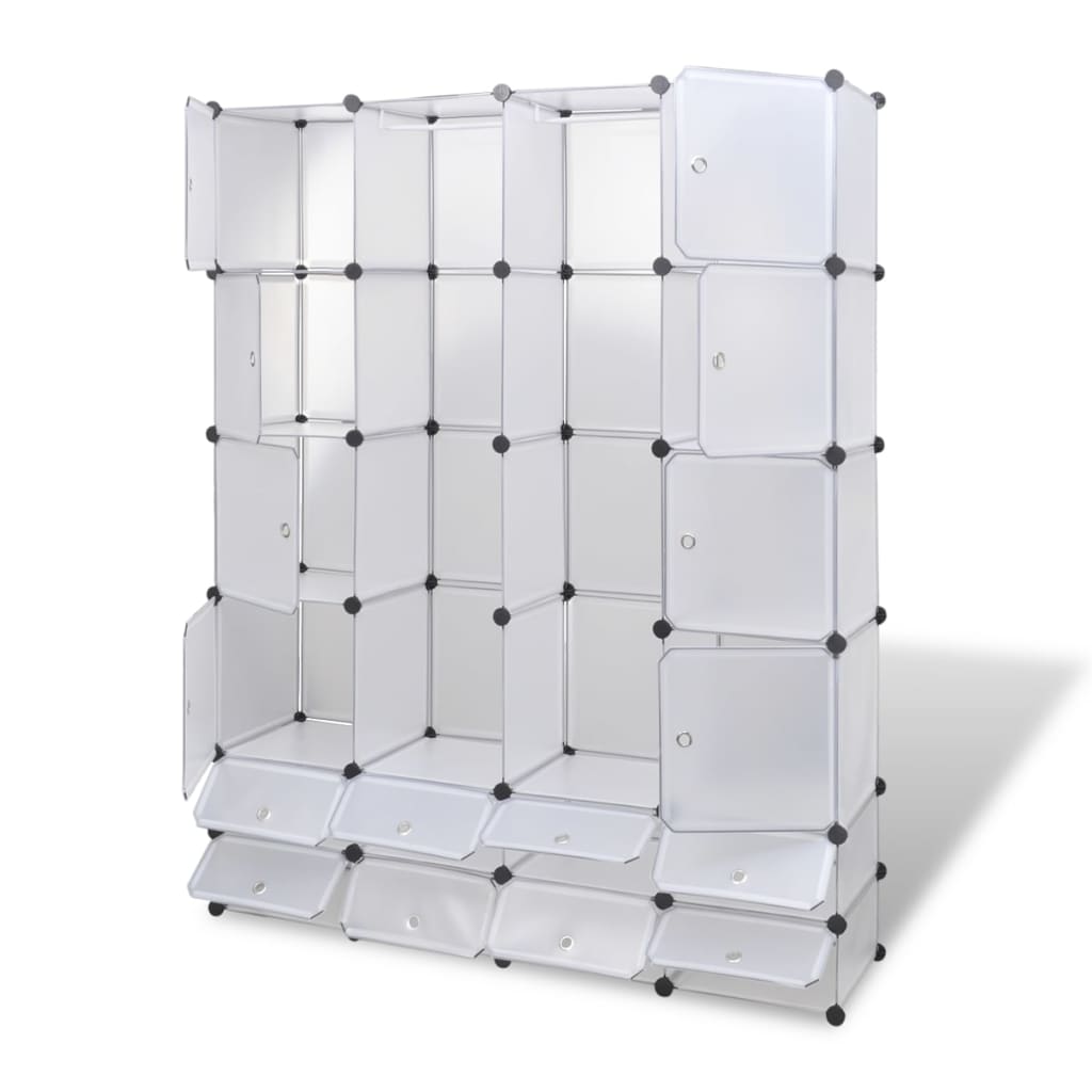 Cabinet modulable avec 18 compartiments blanc 37x146x180,5 cm