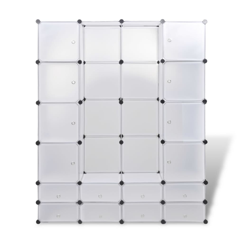 Cabinet modulable avec 18 compartiments blanc 37x146x180,5 cm