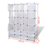 Cabinet modulable avec 18 compartiments blanc 37x146x180,5 cm