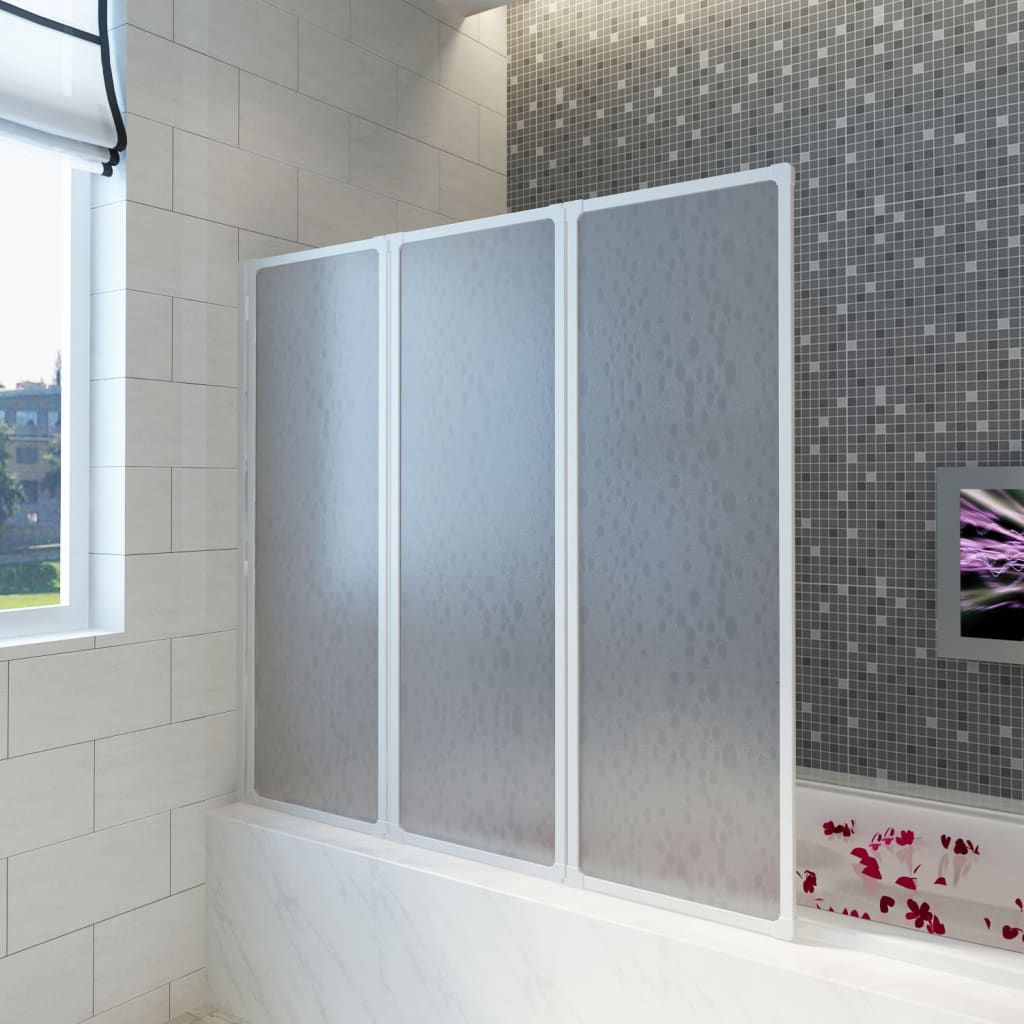 Bath screen with 3 retractable panels 117 x 120 cm