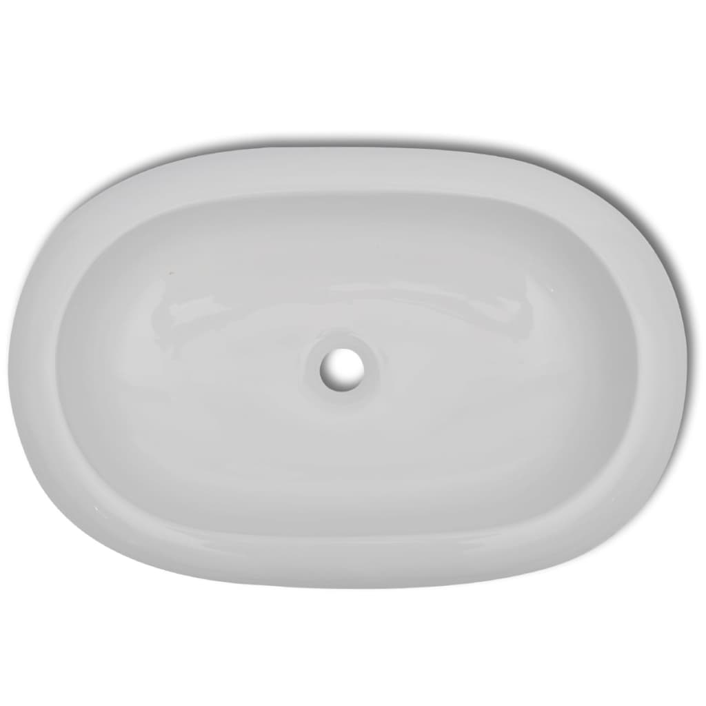 Lavabo en forme ovale Céramique 63 x 42 cm Blanc