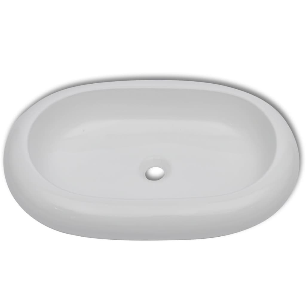 Lavabo en forme ovale Céramique 63 x 42 cm Blanc