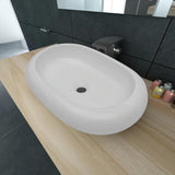 Lavabo en forme ovale Céramique 63 x 42 cm Blanc