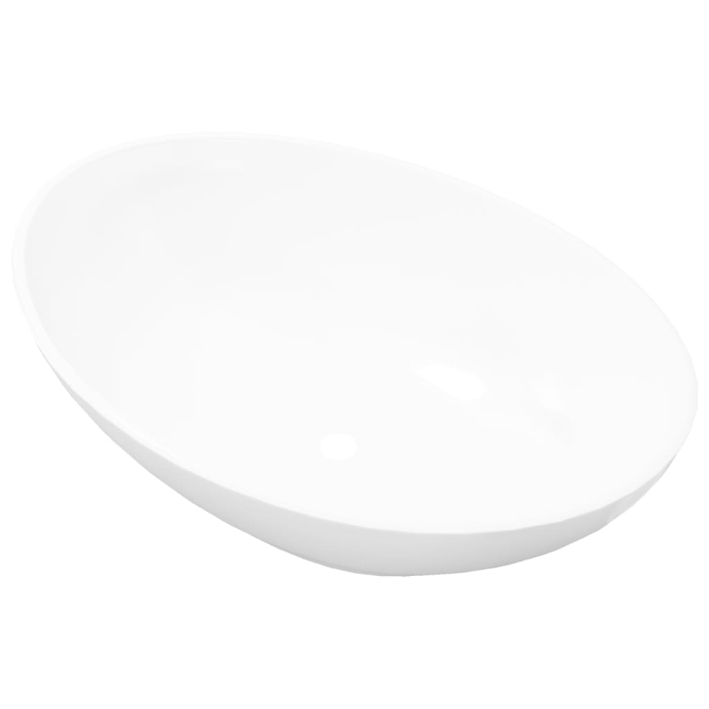 Lavabo en forme ovale Céramique 40 x 33 cm Blanc